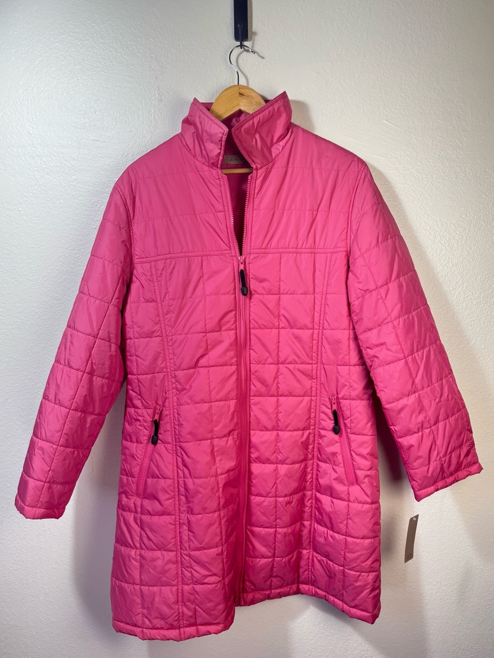 i.e. Relaxed Y2K Hot Pink Longline Quilted Puffer Coat NWT L